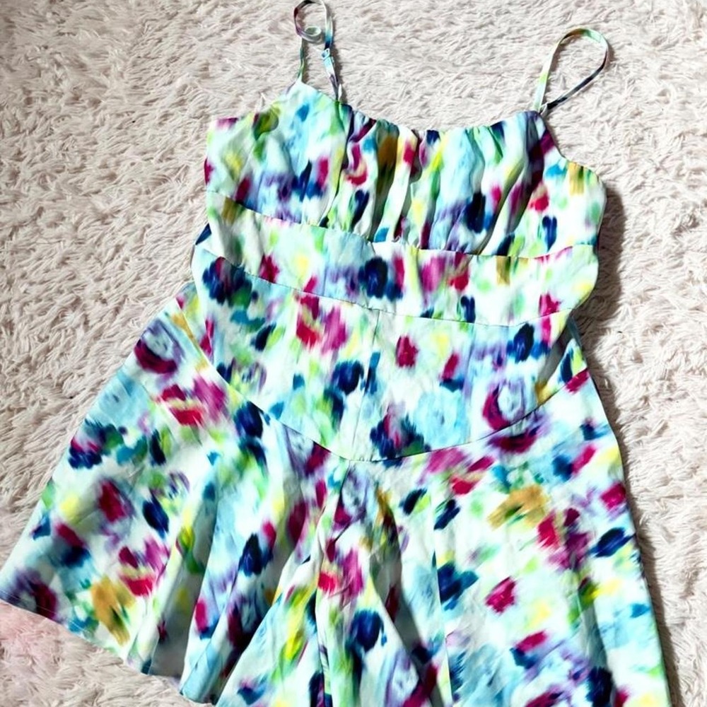 Abstract Rainbow Art to Wear Whimsical Colorful Vivid Romper Womens XL Kidcore